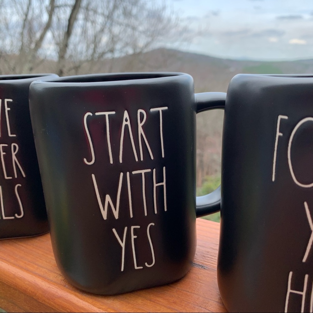 RAE Dunn Start with Yes Mug Black New